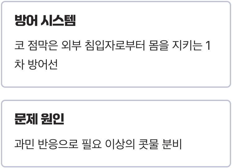 콧물, 착한 경비원일까 성가신 불청객일까?