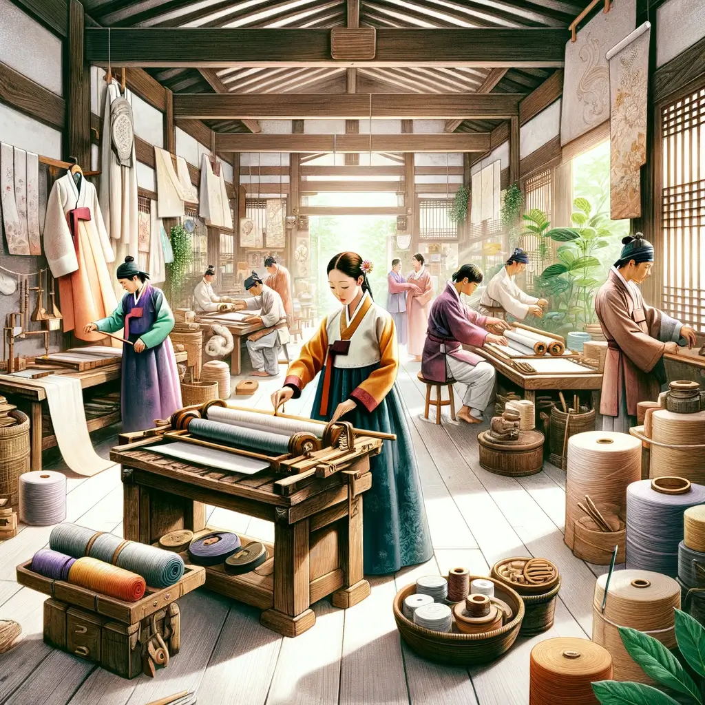 한복 워크숍의 예술적 표현 장면