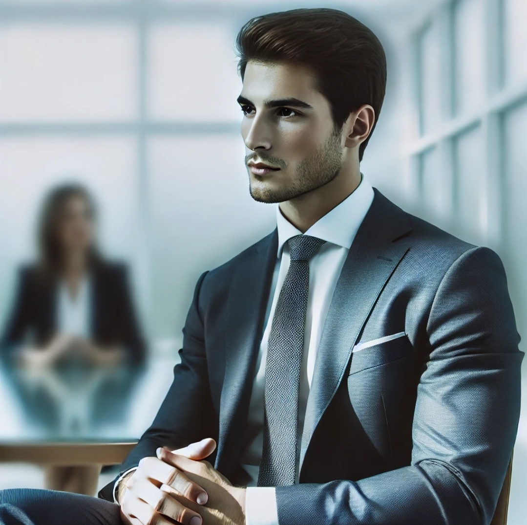 감정 조절을 위해 생각 중인 남자 직장인