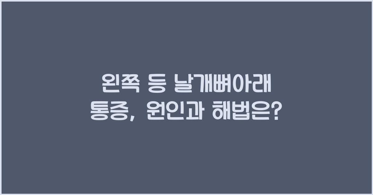왼쪽 등 날개뼈아래 통증