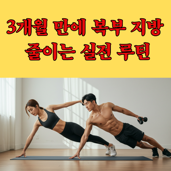복부운동하는 남여 이미지