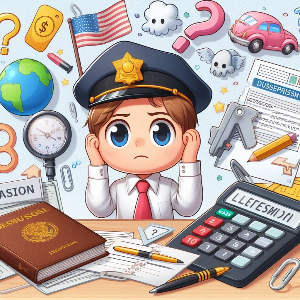 행정 절차에 지친 듯한 경찰 캐릭터