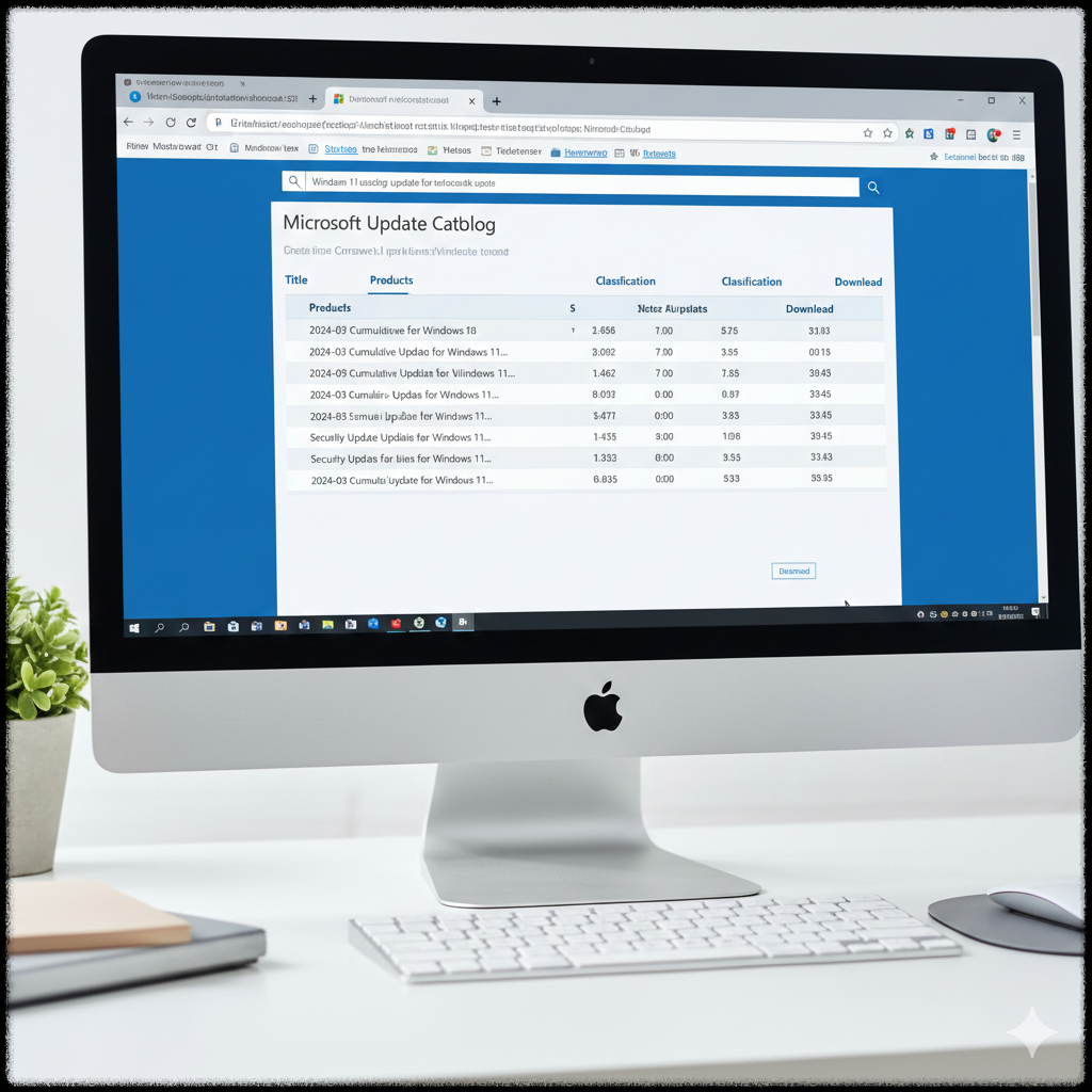 Microsoft Update Catalog에서 업데이트 파일을 다운로드하는 화면