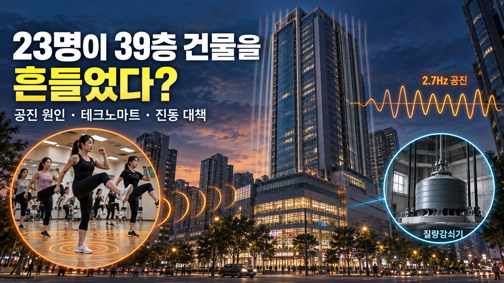 태보 발박자로 발생한 건물 공진과 질량 감쇠기 진동 대책