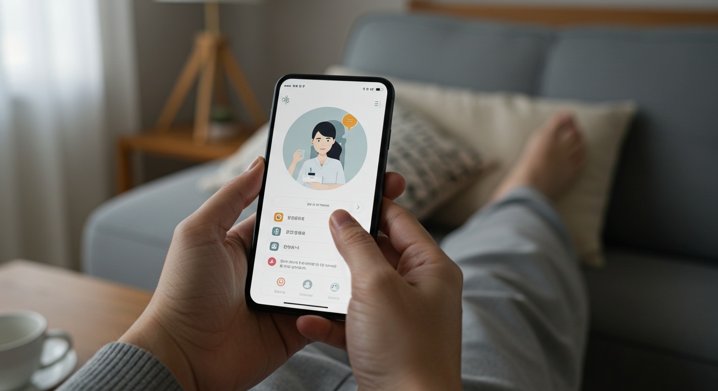 스마트폰으로 건강생활 실천 지원금을 신청하는 모습
