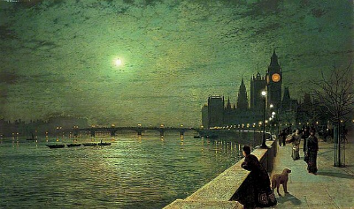 존 앳킨슨 그림쇼(John Atkinson Grimshaw)의『Reflections on the Thames, Westminster』(1880).