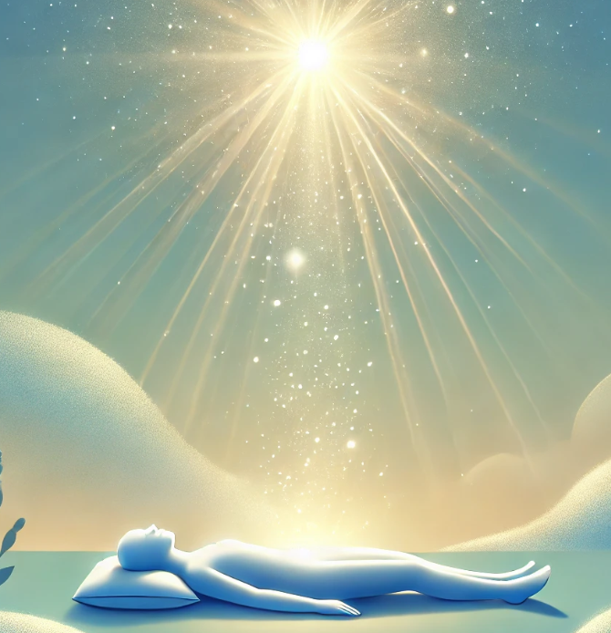 빛을 쬐며 평온함을 느끼는 중