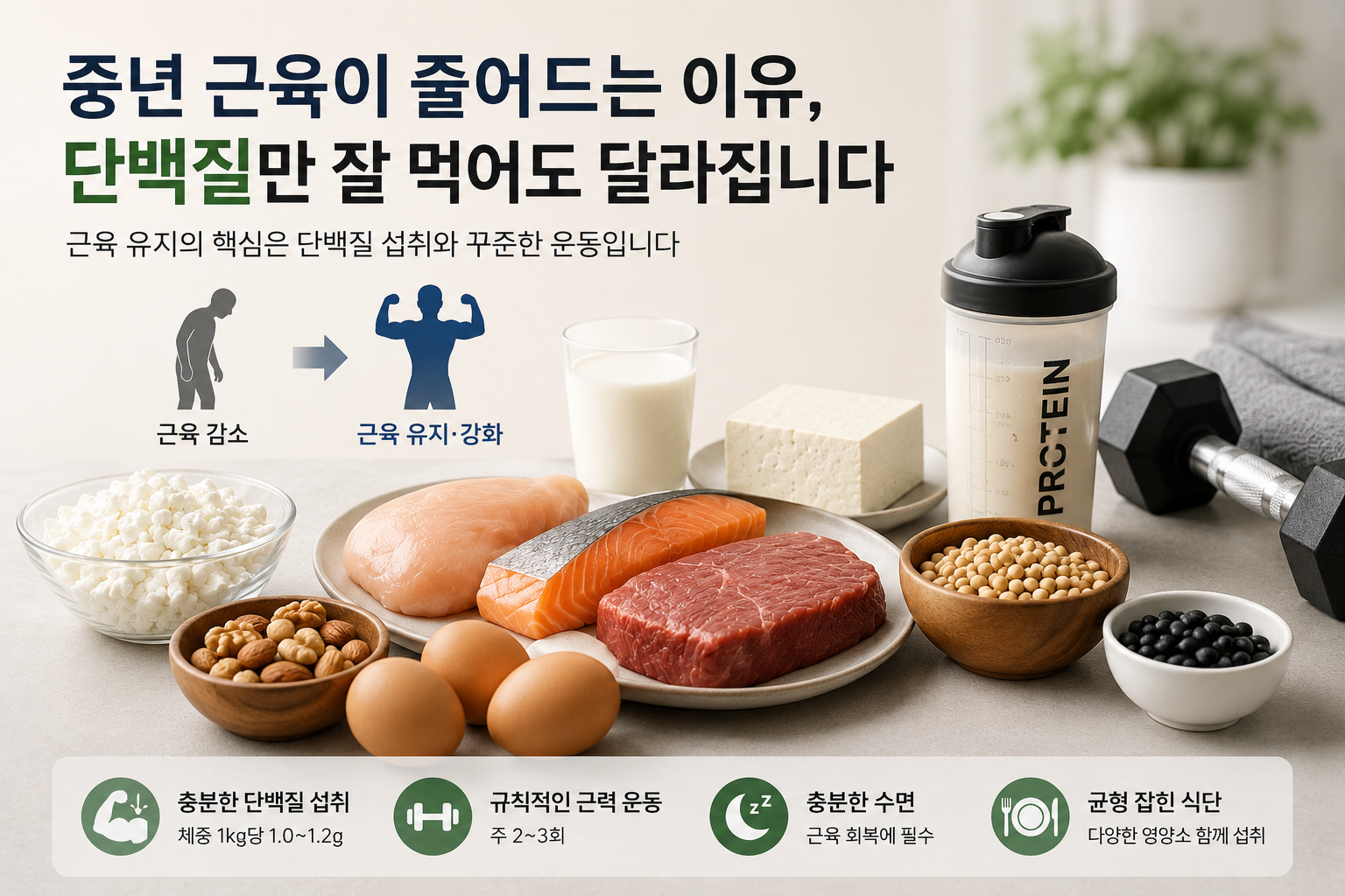 중년 근육을 위한 단백질