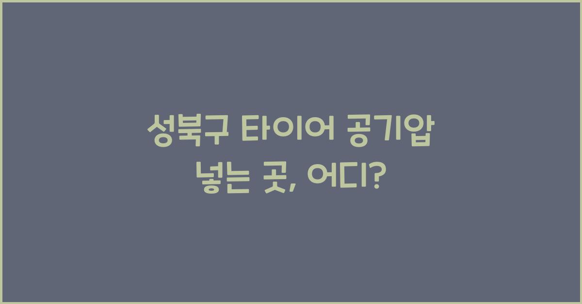 성북구 타이어 공기압 넣는 곳
