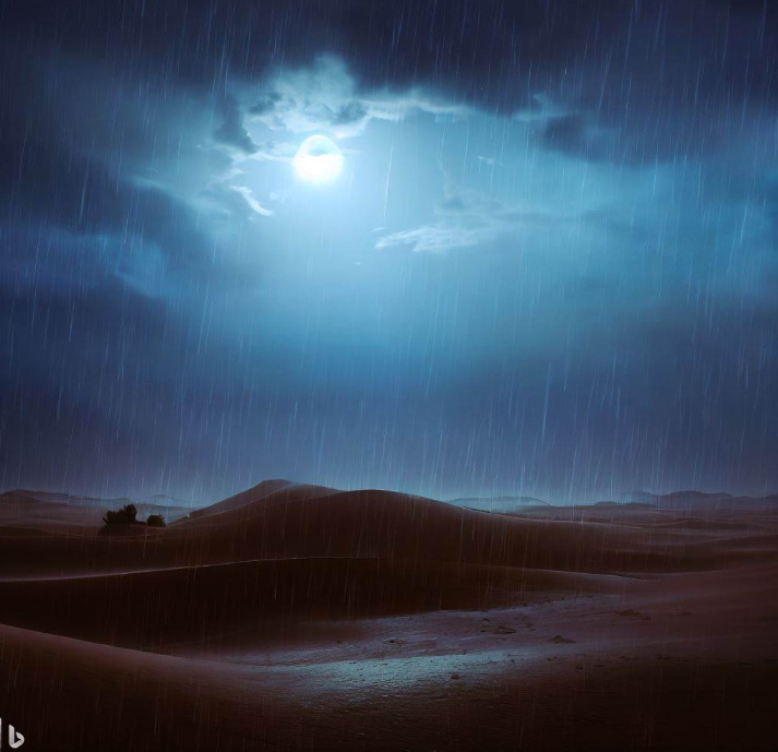 어쩌다 한 번 내리는 사막의 비(made by Bing)