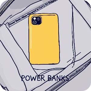 항공기 기내 반입 가능한 보조배터리의 가상 이미지