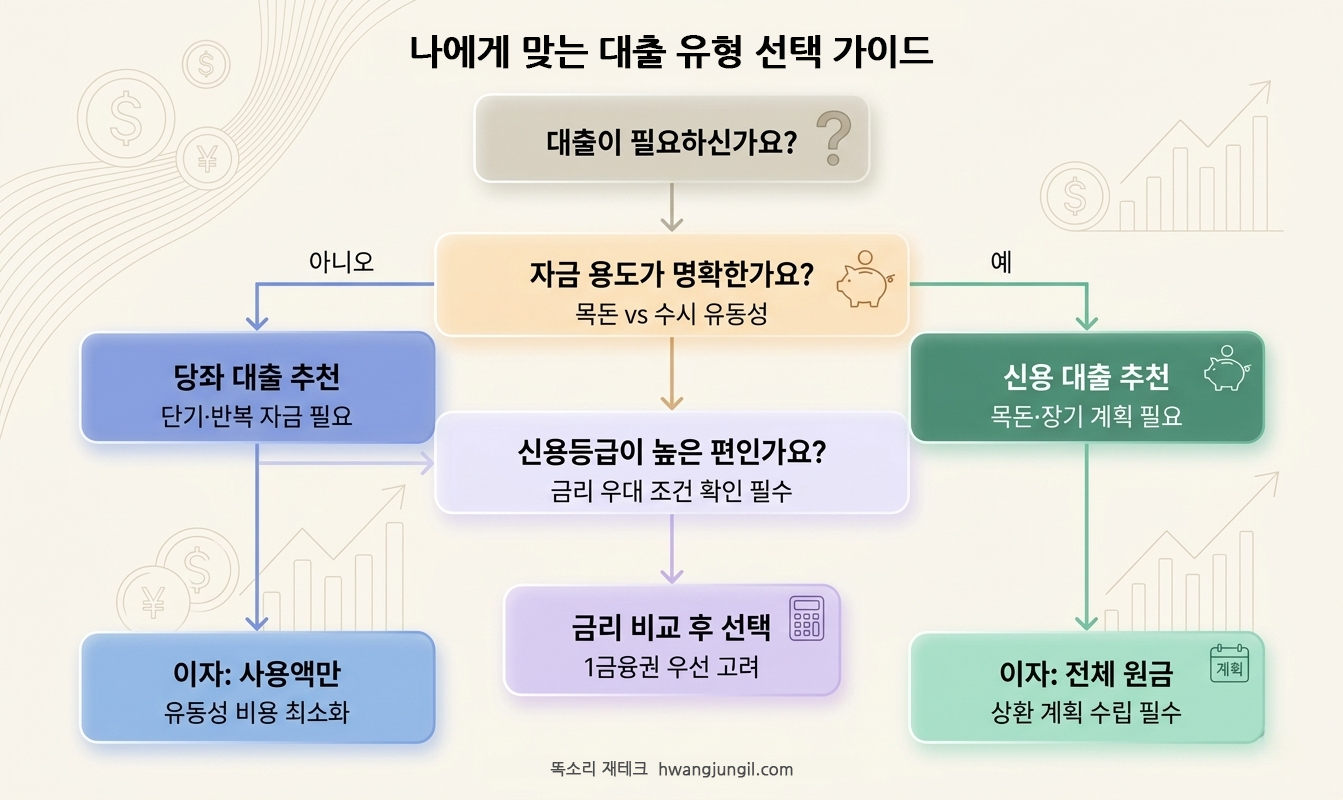 나에게 맞는 대출 유형 선택 플로우차트 이미지