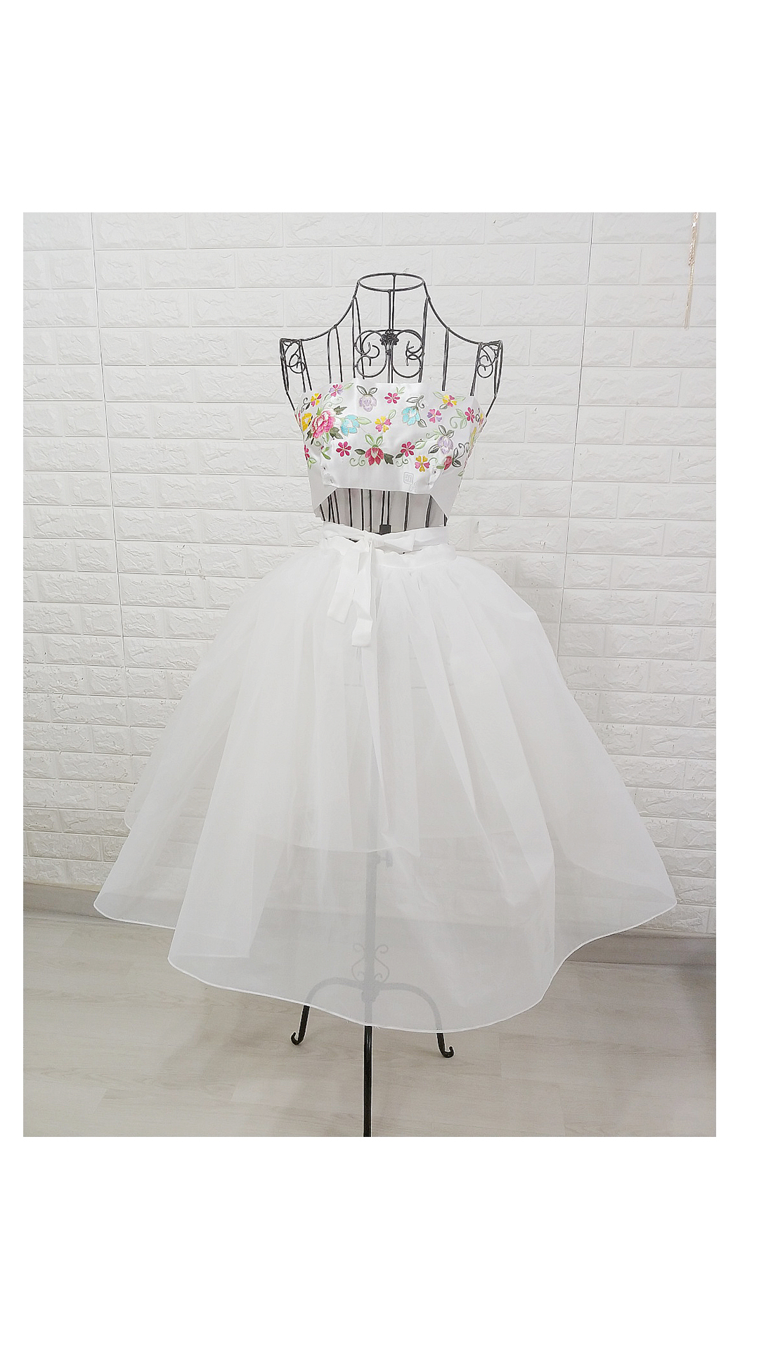 한복속치마 치마패치 고무줄 무용 3단 치마