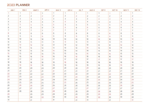 2023년 연간 계획표 브라운 컬러
