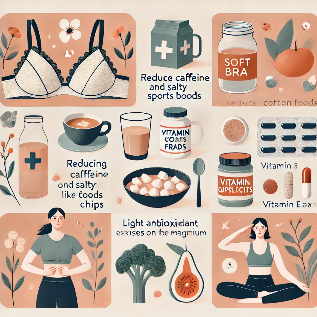 유방통 완화를 위한 생활 습관을 이미지로 표현