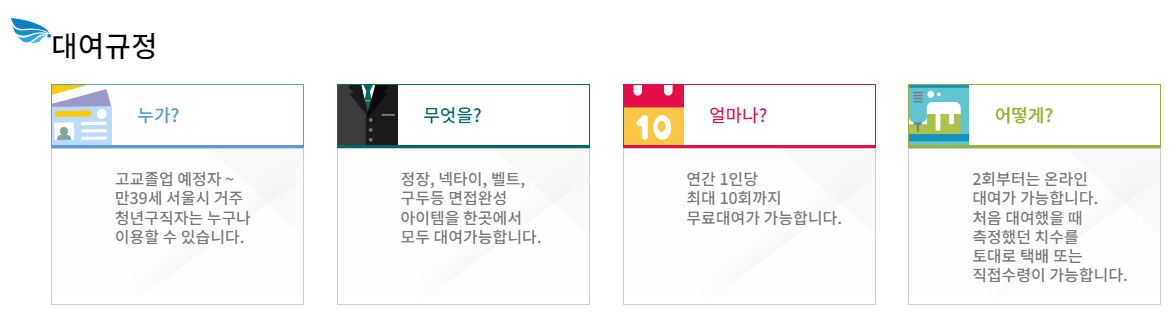 서울시 청년 면접 정장 무료 대여 서비스