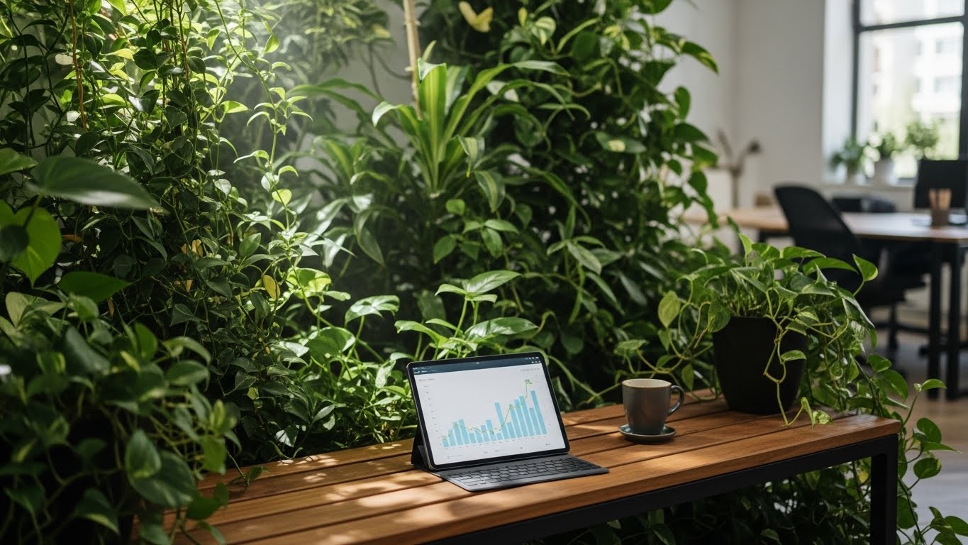 마인드 포레스트 철학에 따라 정책 자금 확보 과정을 기록하고 평온하게 성장을 구상하는 사무 공간