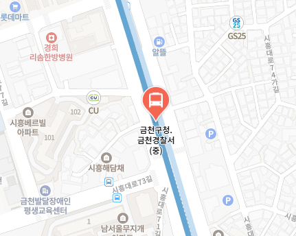 금천구청.금천경찰서에서 인천공항 리무진 공항버스(6004번) 지도 위치