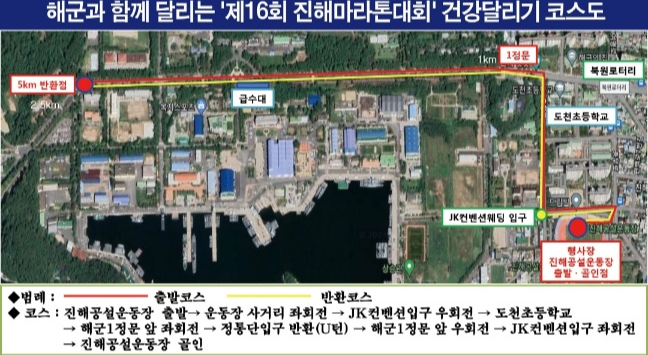 제16회 진해 마라톤 대회 건강달리기 - 코스 - 군부대 영내
