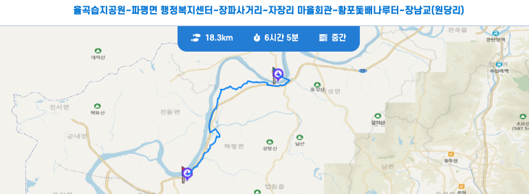 경기둘레길 8코스 지도 파주 율곡습지공원 장남교 구간 트레킹 등산 걷기
