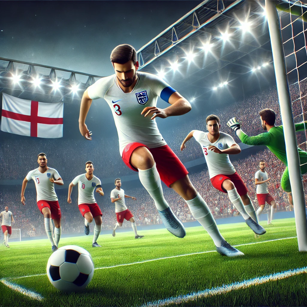 잉글랜드 국가대표 선수들이 공격하는 장면