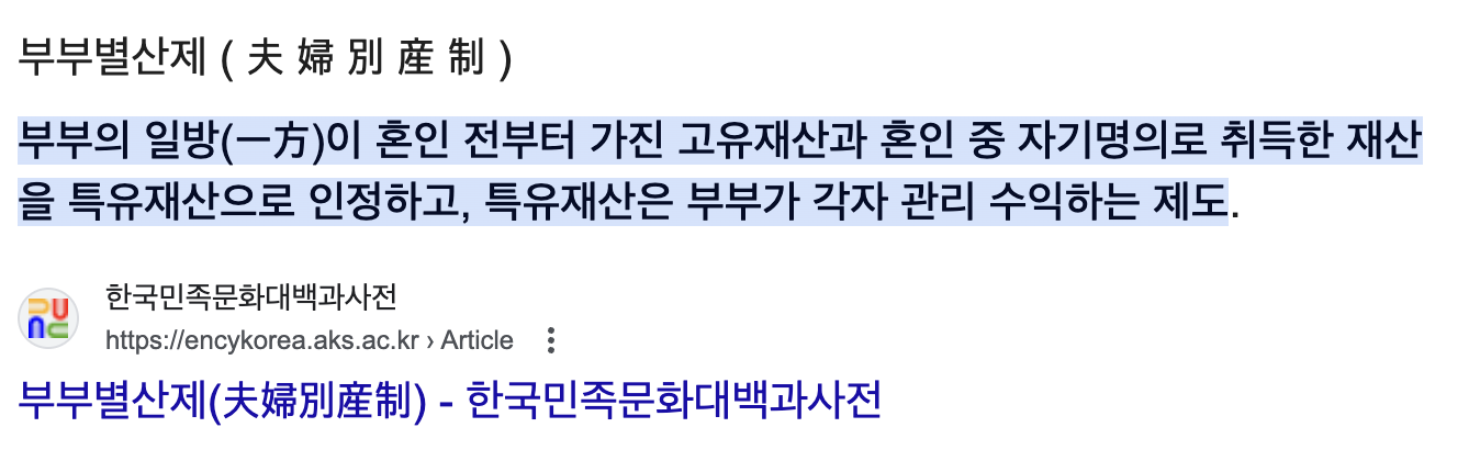 부부별산제에 대한 설명 사진
