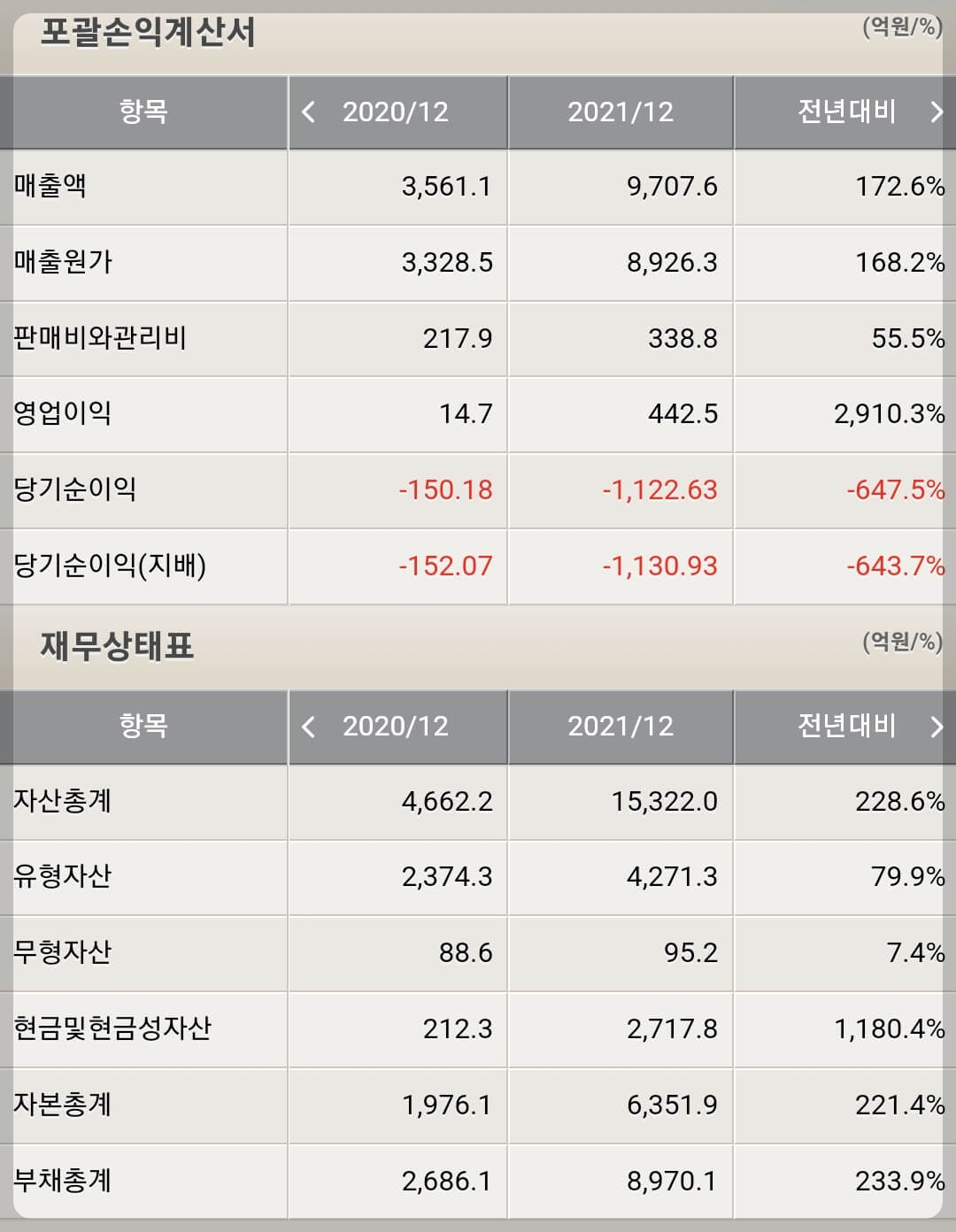 엘앤에프 재무제표