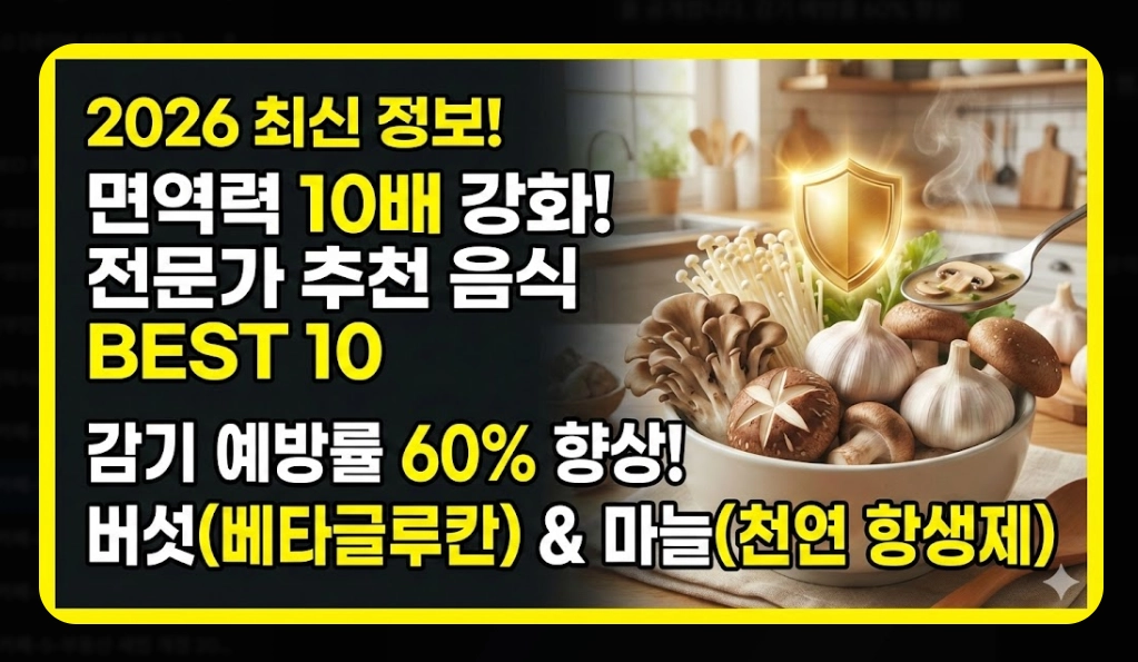 면역력 높이는 음식 베스트 10 [2026년판] 강화 식품 섭취법 및 생활 습관 총정리