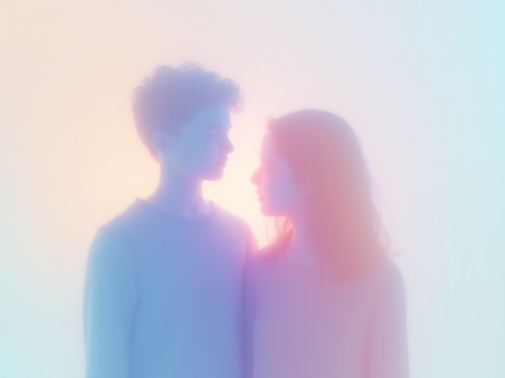 남녀가 서로를 바로보는, 마주보는 연인