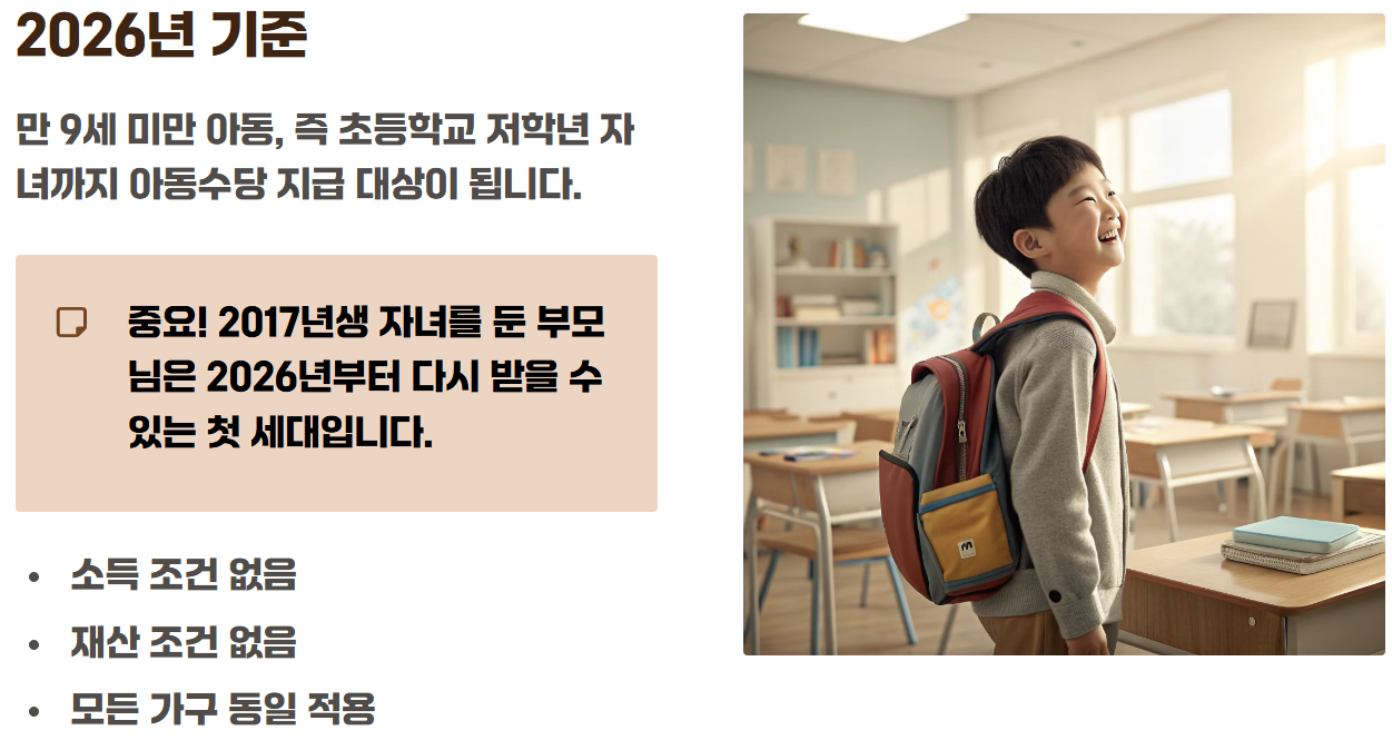 2026년 아동수당 지급대상 확대