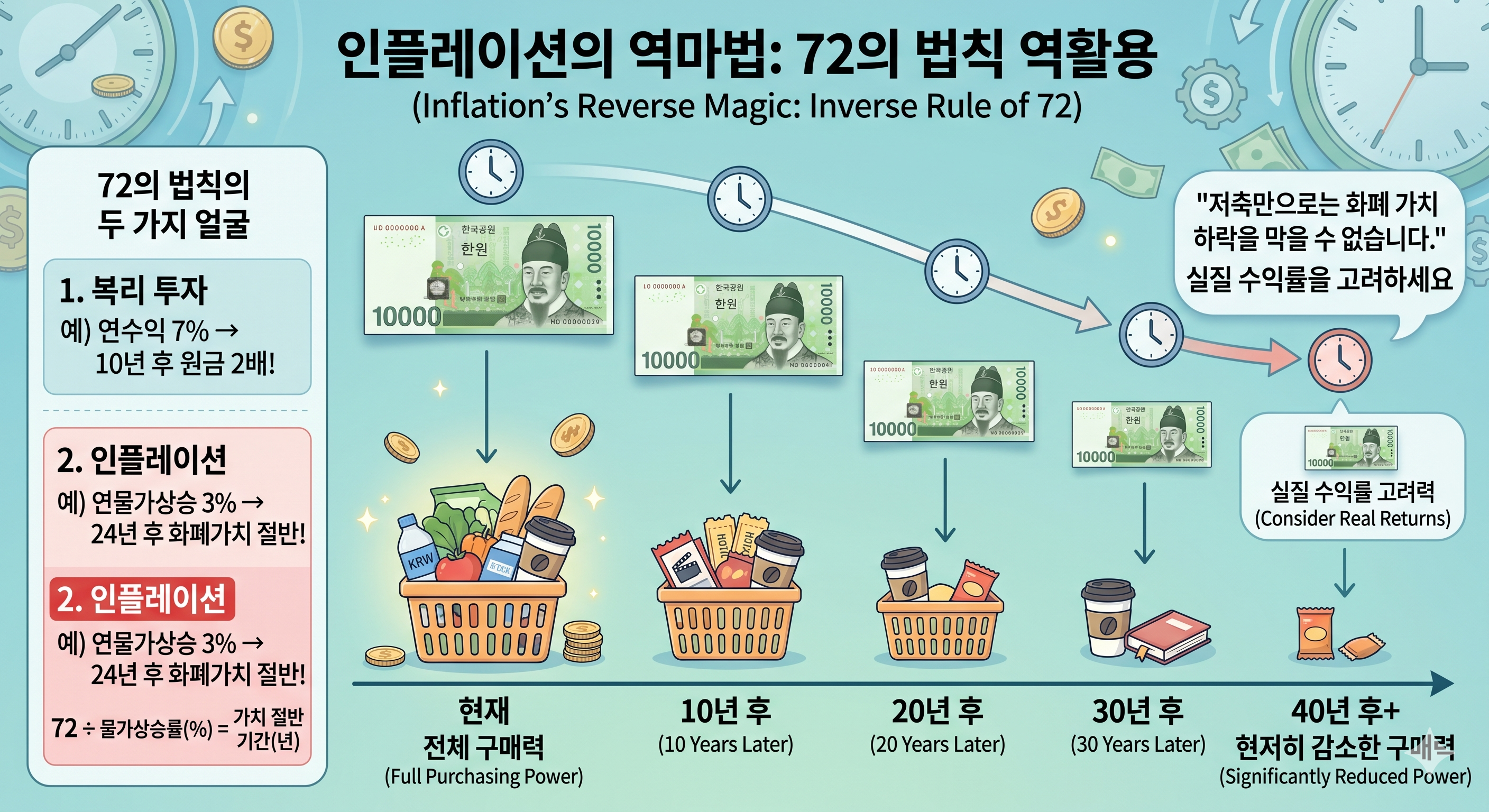 인플레이션의 역마법 : 72의 법칙 역활용