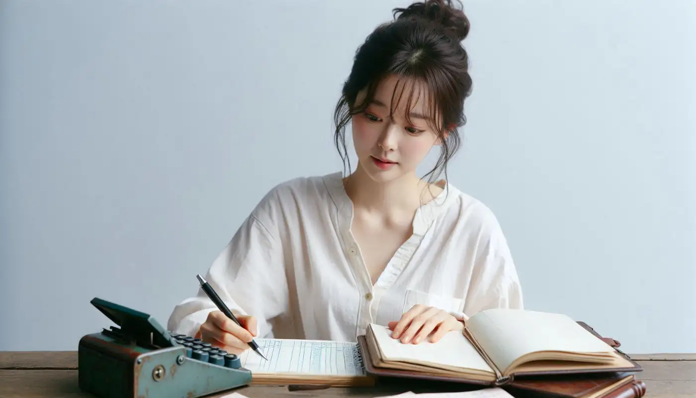 13월의-월급-만들기-방법을-알아보고-연말정산하는-여성의-모습