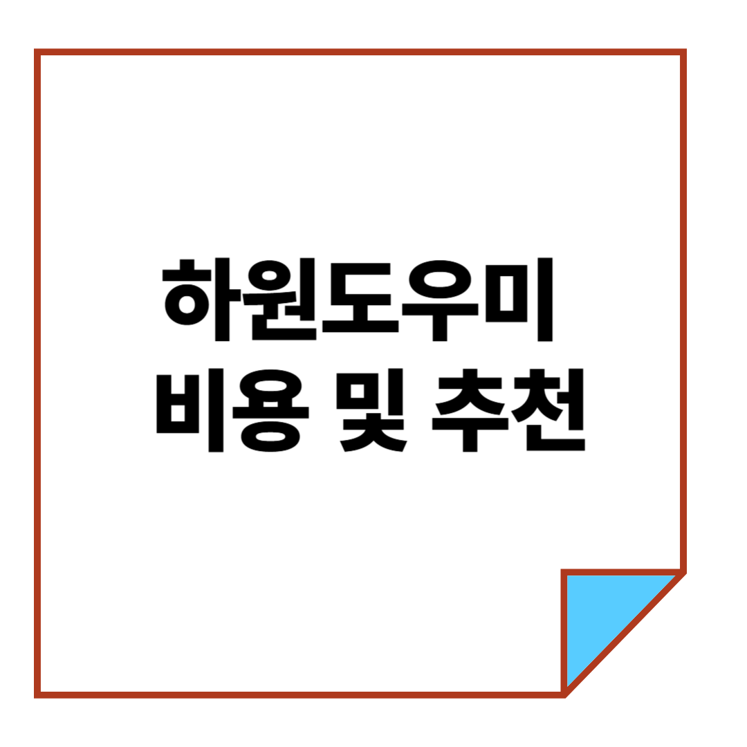 하원도우미 비용 및 추천