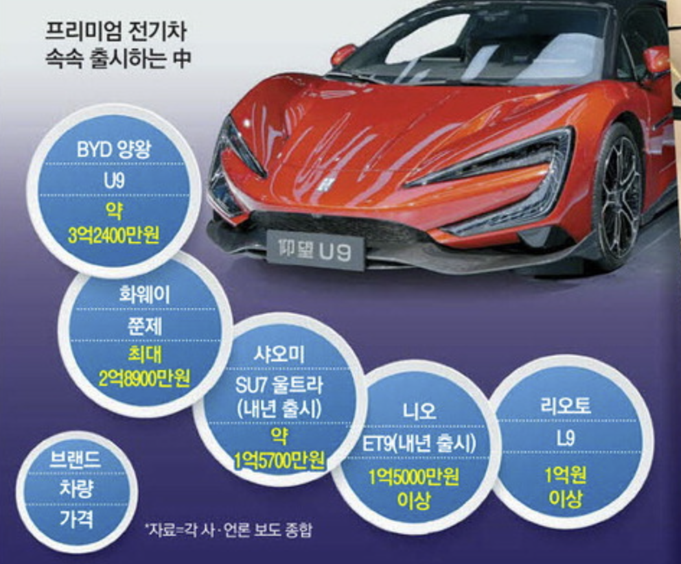 중국 프리미엄 전기차 출시 (출처 : 매일경제)