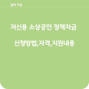 저신용 소상공인정책자금 신청방법,자격,지원내용
