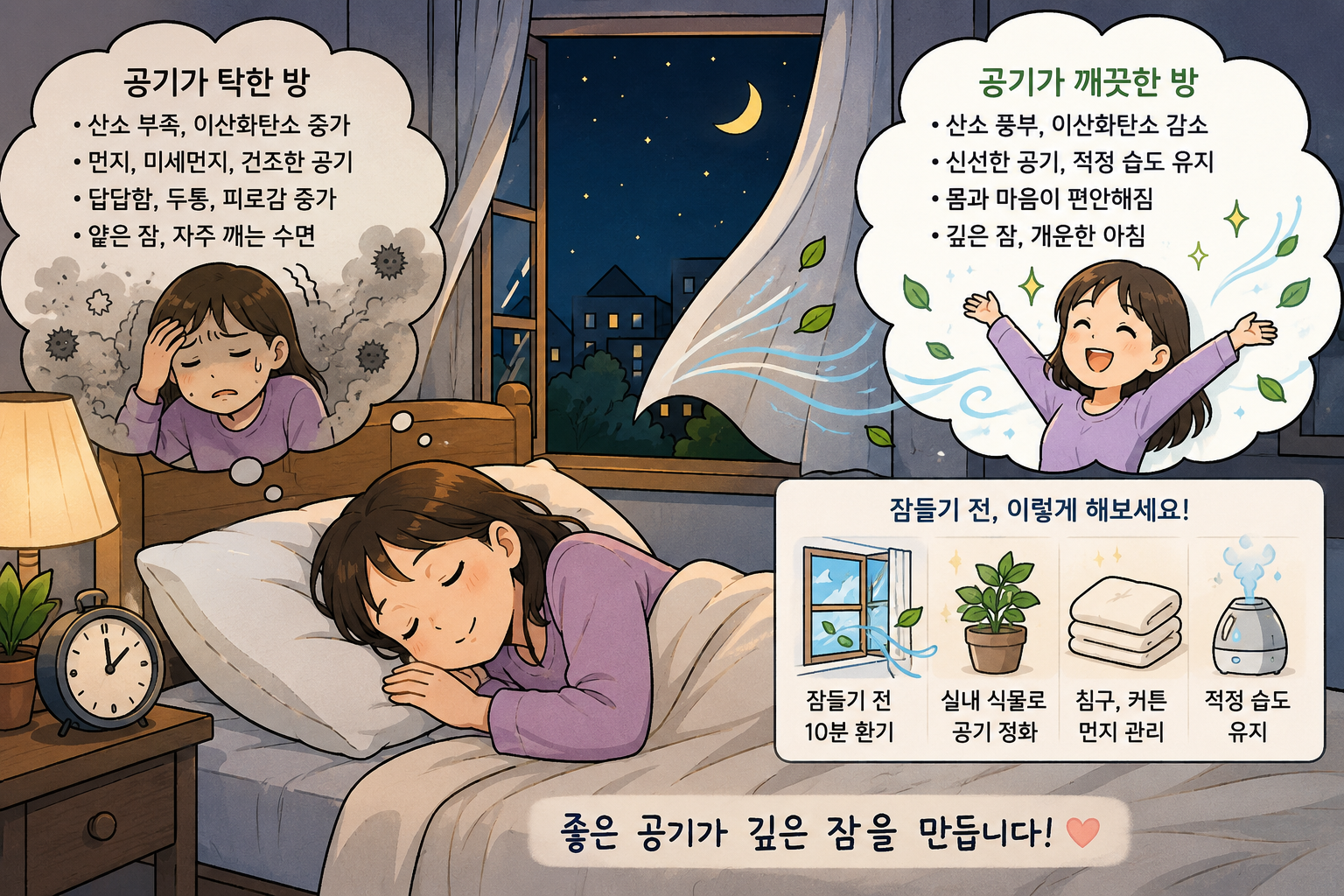 방 안 공기가 탁하면 잠이 깊게 들지 않는 이유