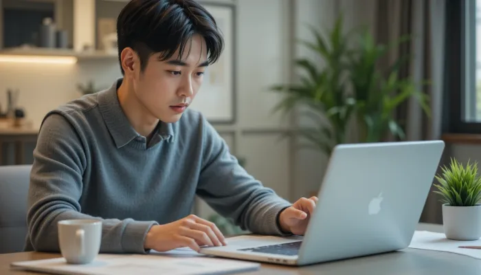 말띠 운세를 기반으로 재정 계획을 점검하는 남성의 모습