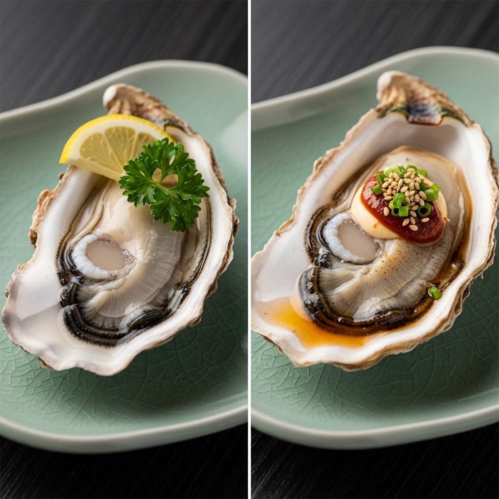 생굴과 익힌 굴의 안전성 비교 이미지