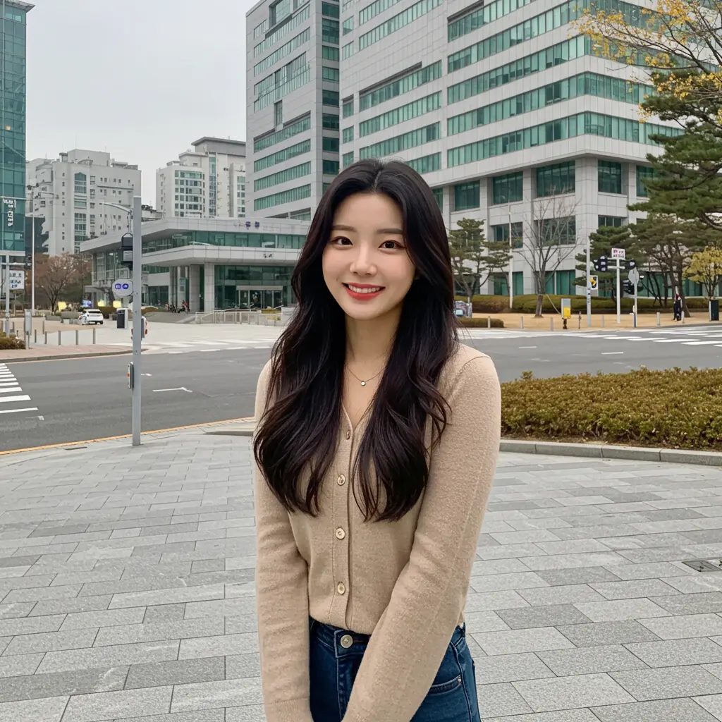 정부지원금을 받은 여성이 웃고있는 이미지