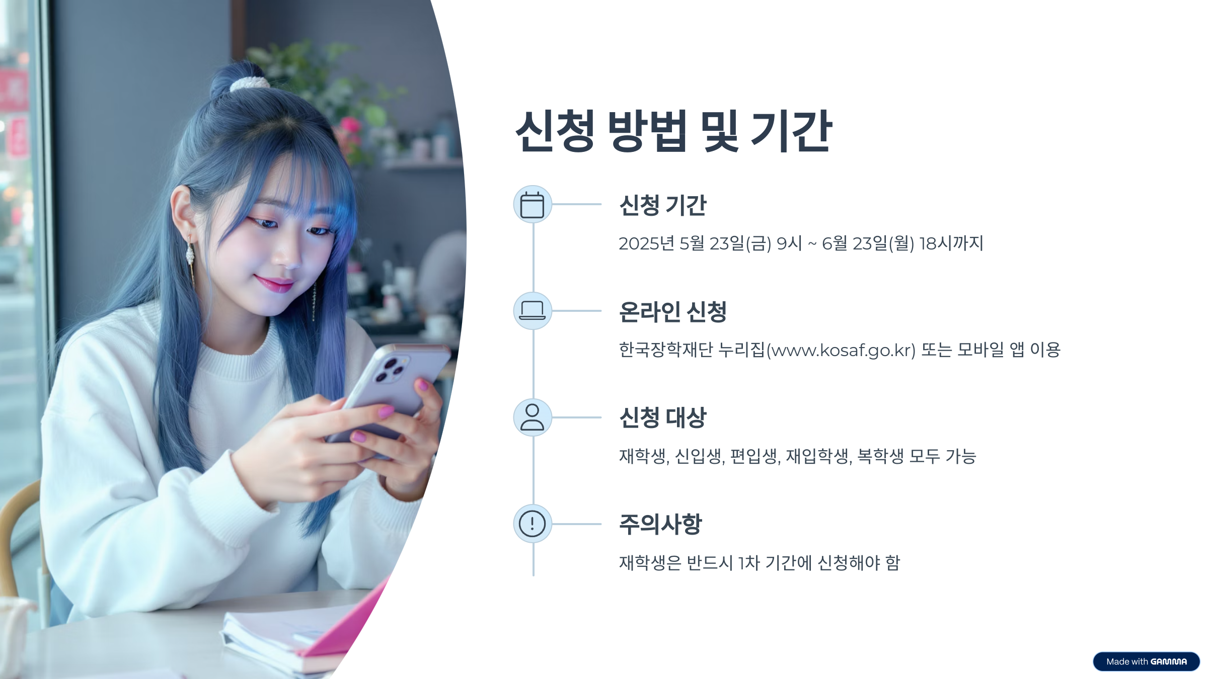 국가장학금 신정방법, 기간