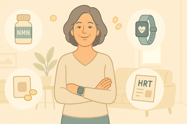 중년 여성 필수 루틴 (NMN, HRT, 비타민) 이미지