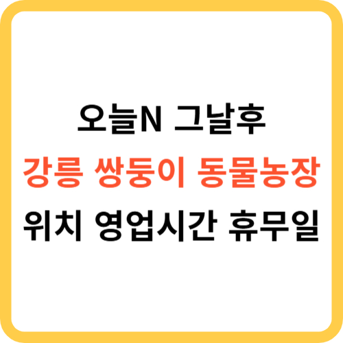 오늘N 그날후 강릉 쌍둥이 동물농장 위치 영업시간 휴무일 썸네일