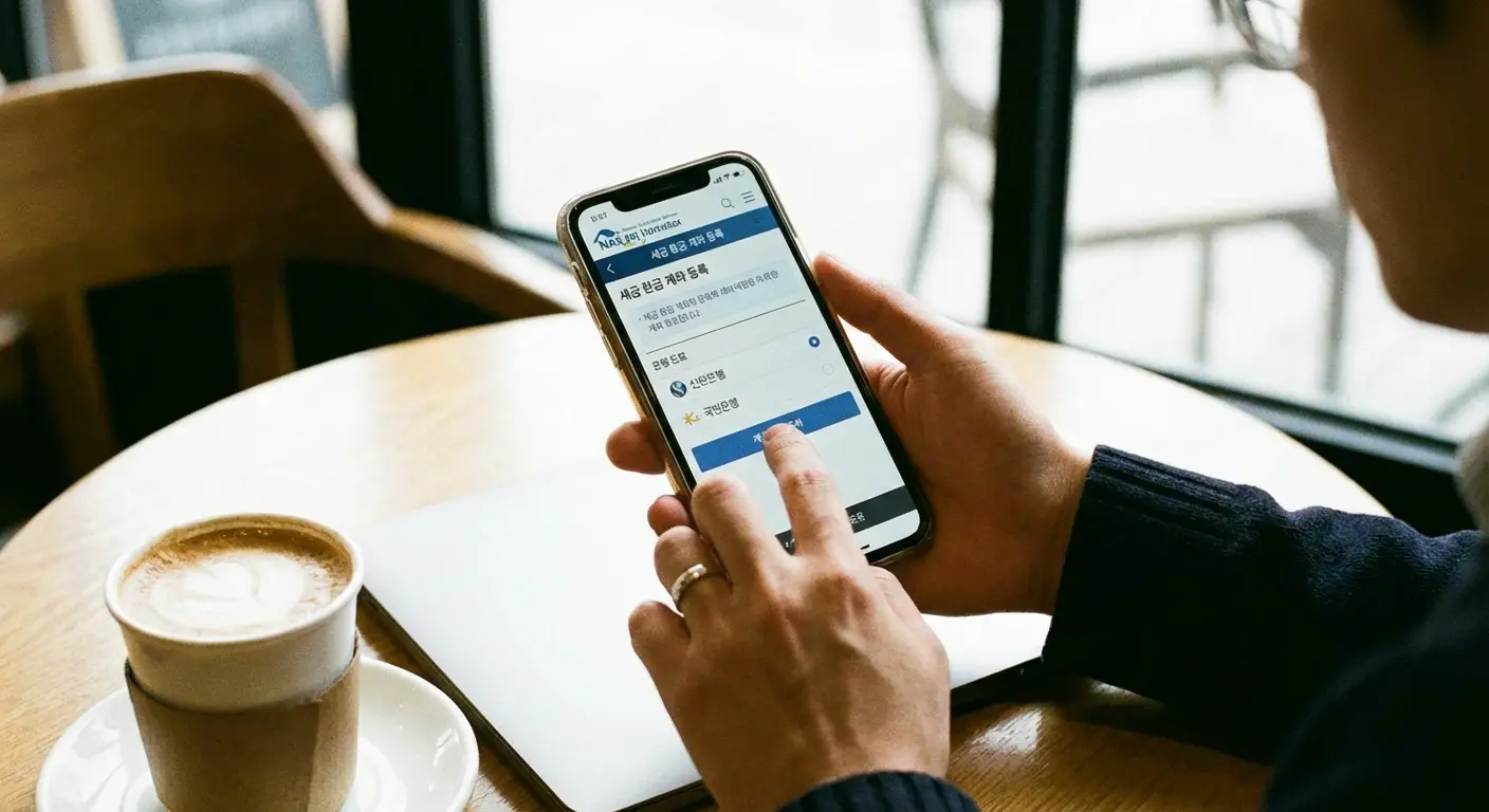 세금 환급 계좌 등록 화면