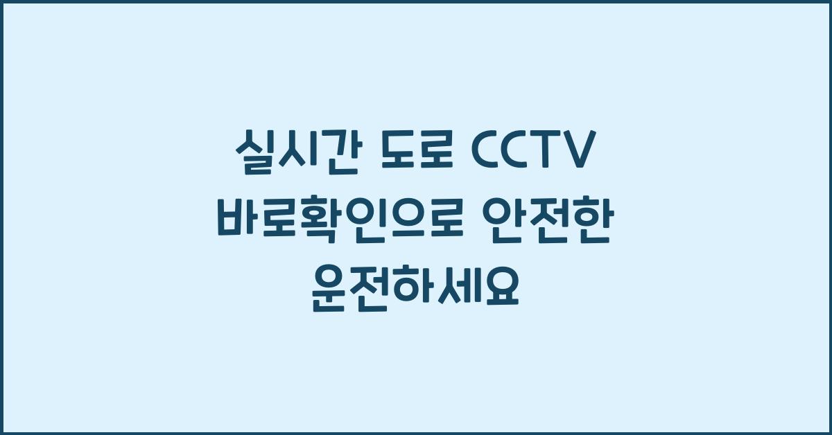 실시간 도로 cctv 바로확인