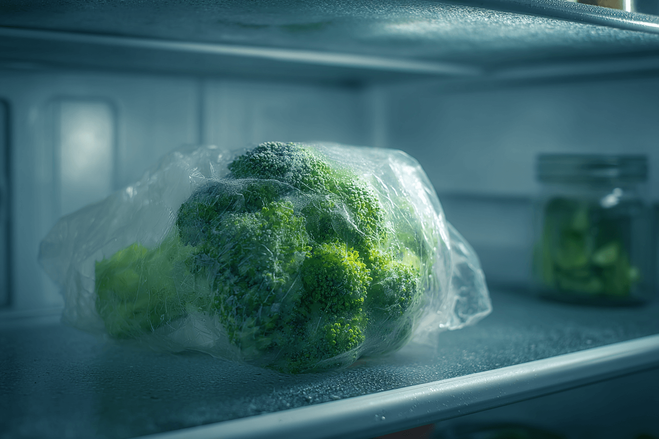 비닐에-담겨-냉장고에-보관중인-브로콜리