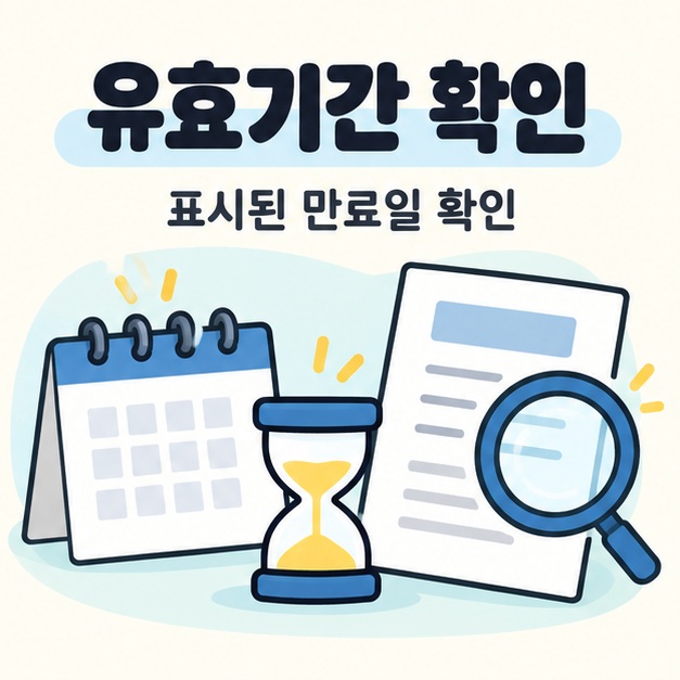 달력과 증명서의 유효기간을 확인하는 일러스트