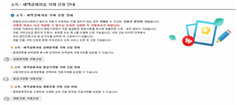 연말정산 간소화자료 삭제하는방법