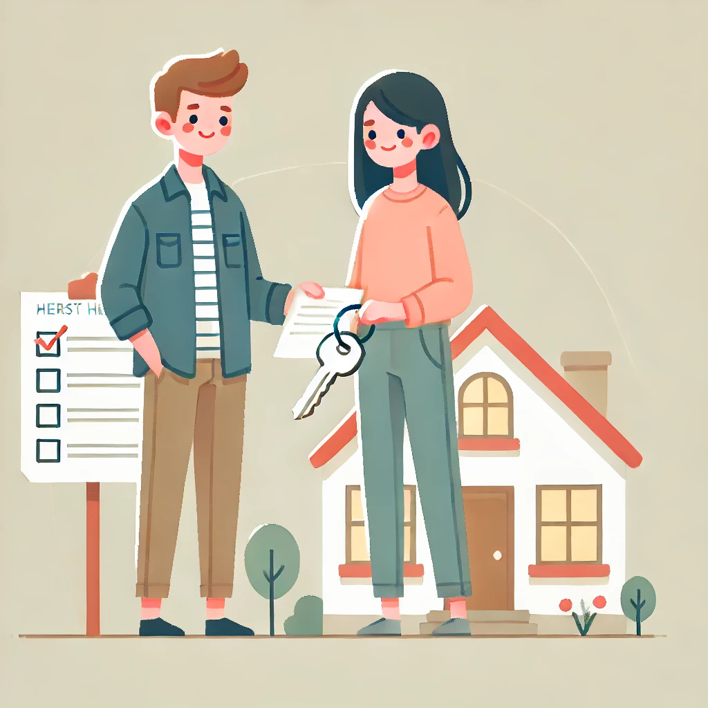 주택을 구입하려고 준비하는 부부의 모습