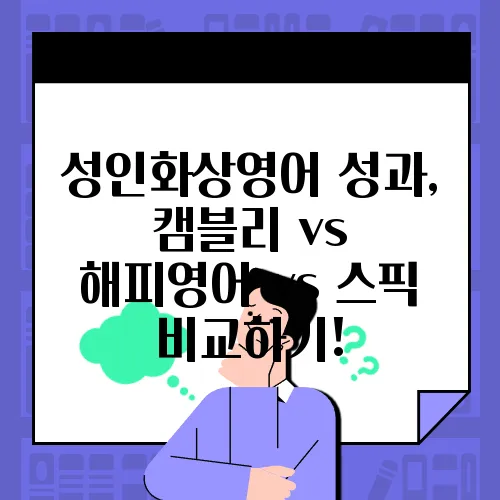 성인화상영어 성과, 캠블리 vs 해피영어 vs 스픽 비교하기!