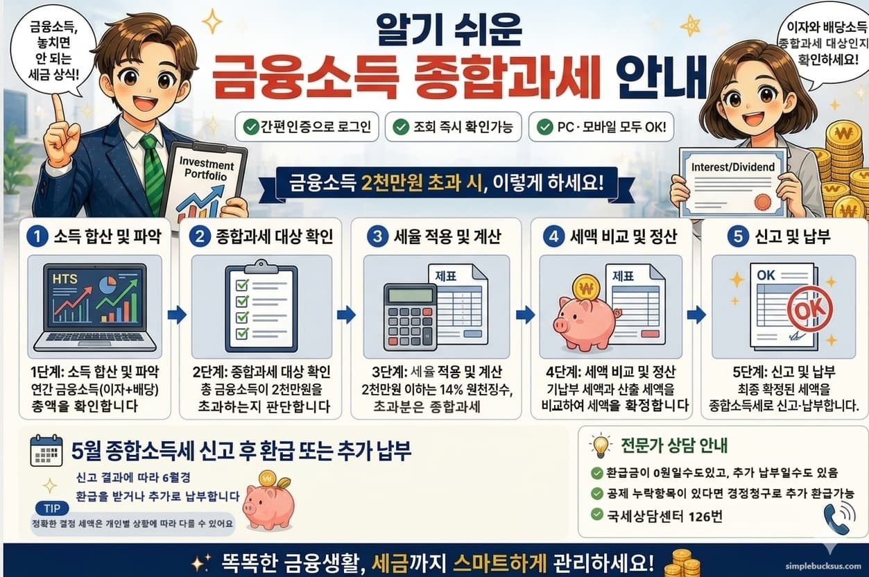 금융소득 종합과세 기준 2026 이자 배당소득 신고 방법 인포그래픽